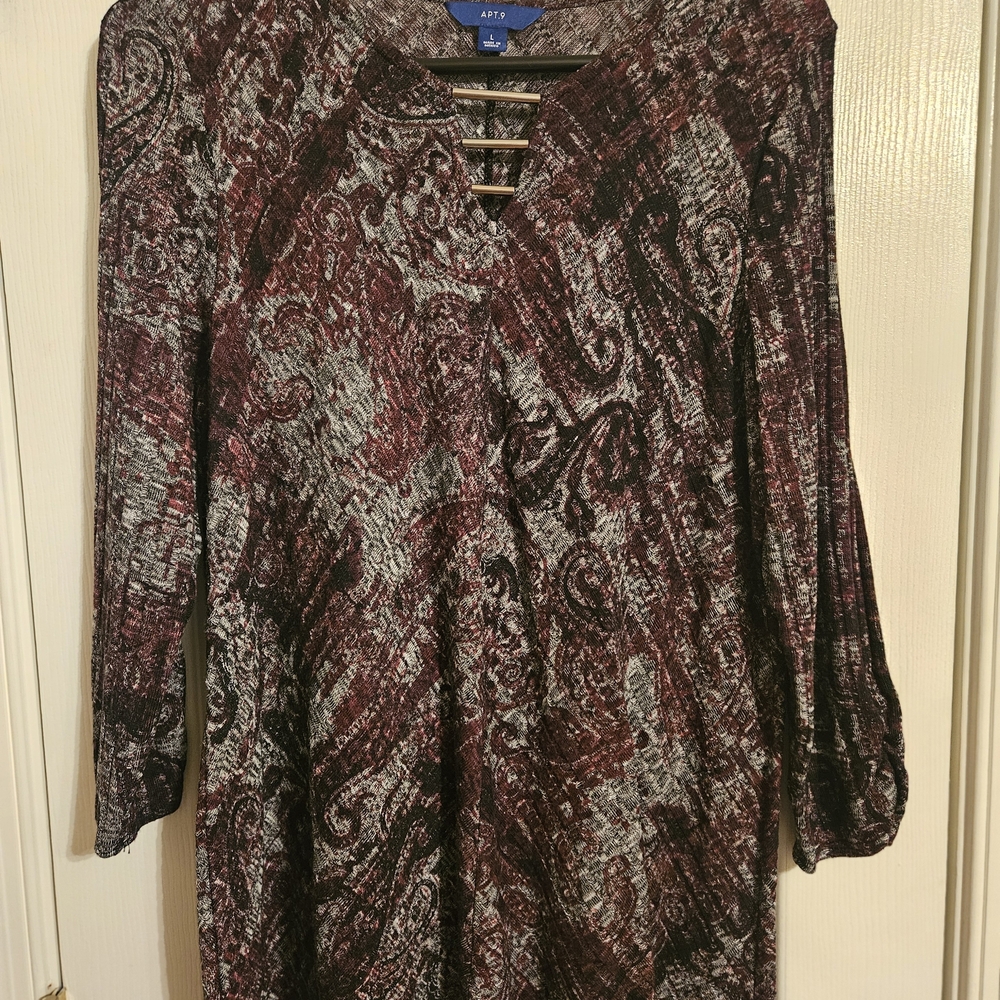 Apt. 9 Women's Paisley Blouse - Burgundy and Gray